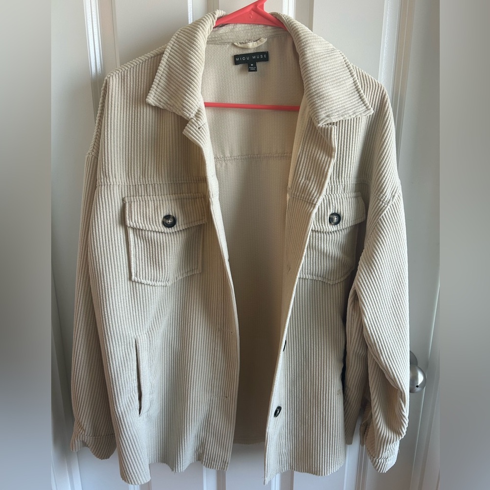 Moss Muse Cream Corduroy Shacket Jacket